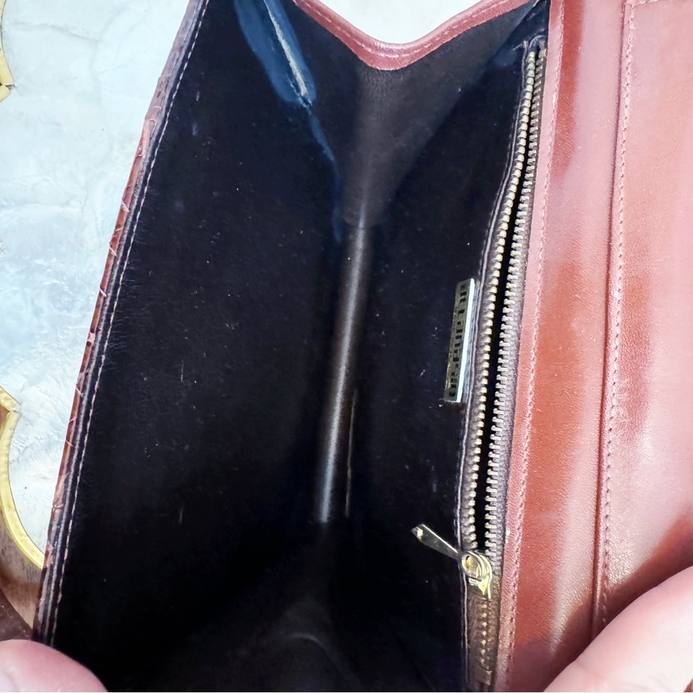 Vintage Brown Italian Snakeskin Small Bag Classic Elegant Preppy - Picture 9 of 16